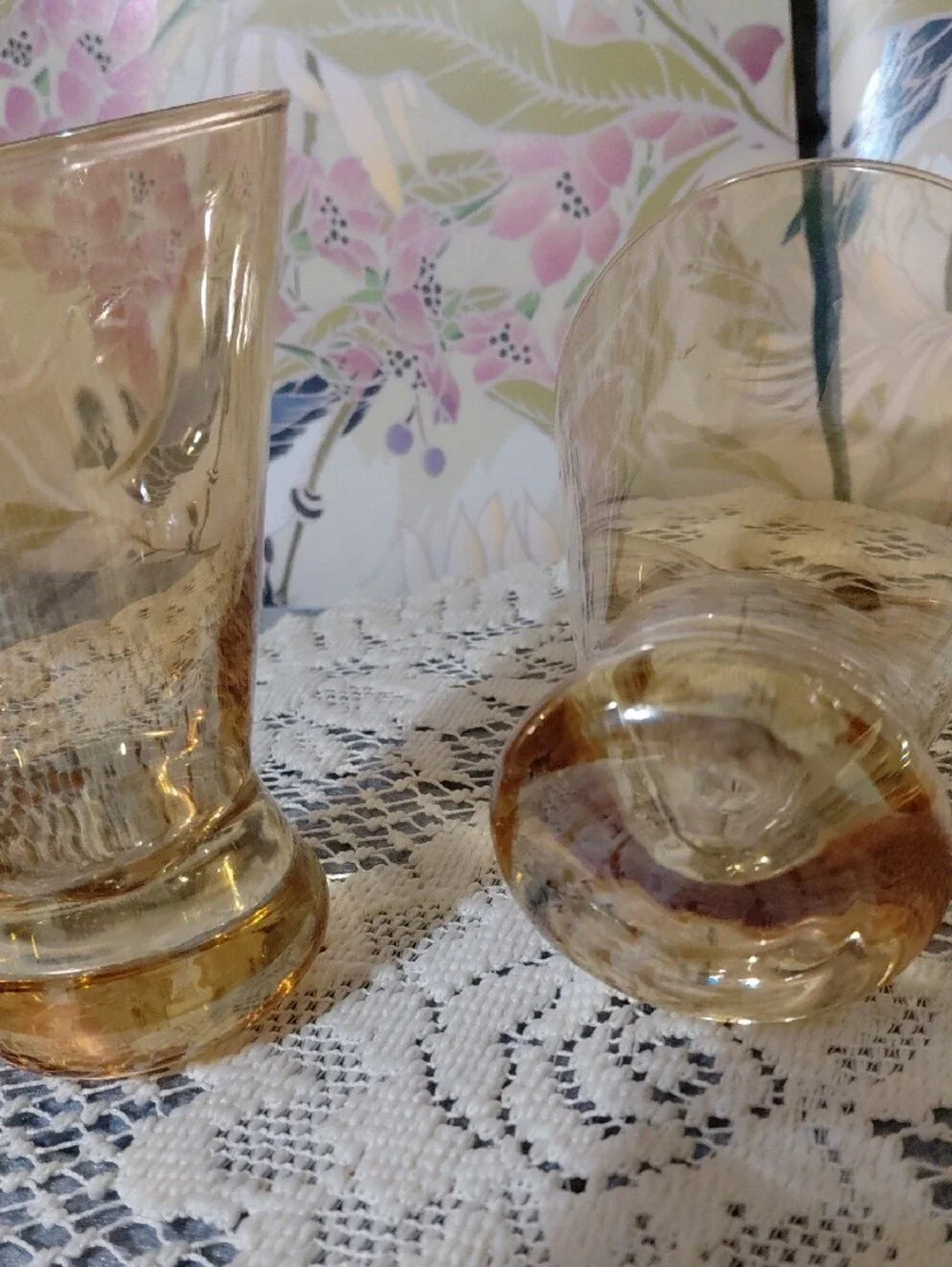 Amber Glass Dessert Cups - Set of 2
